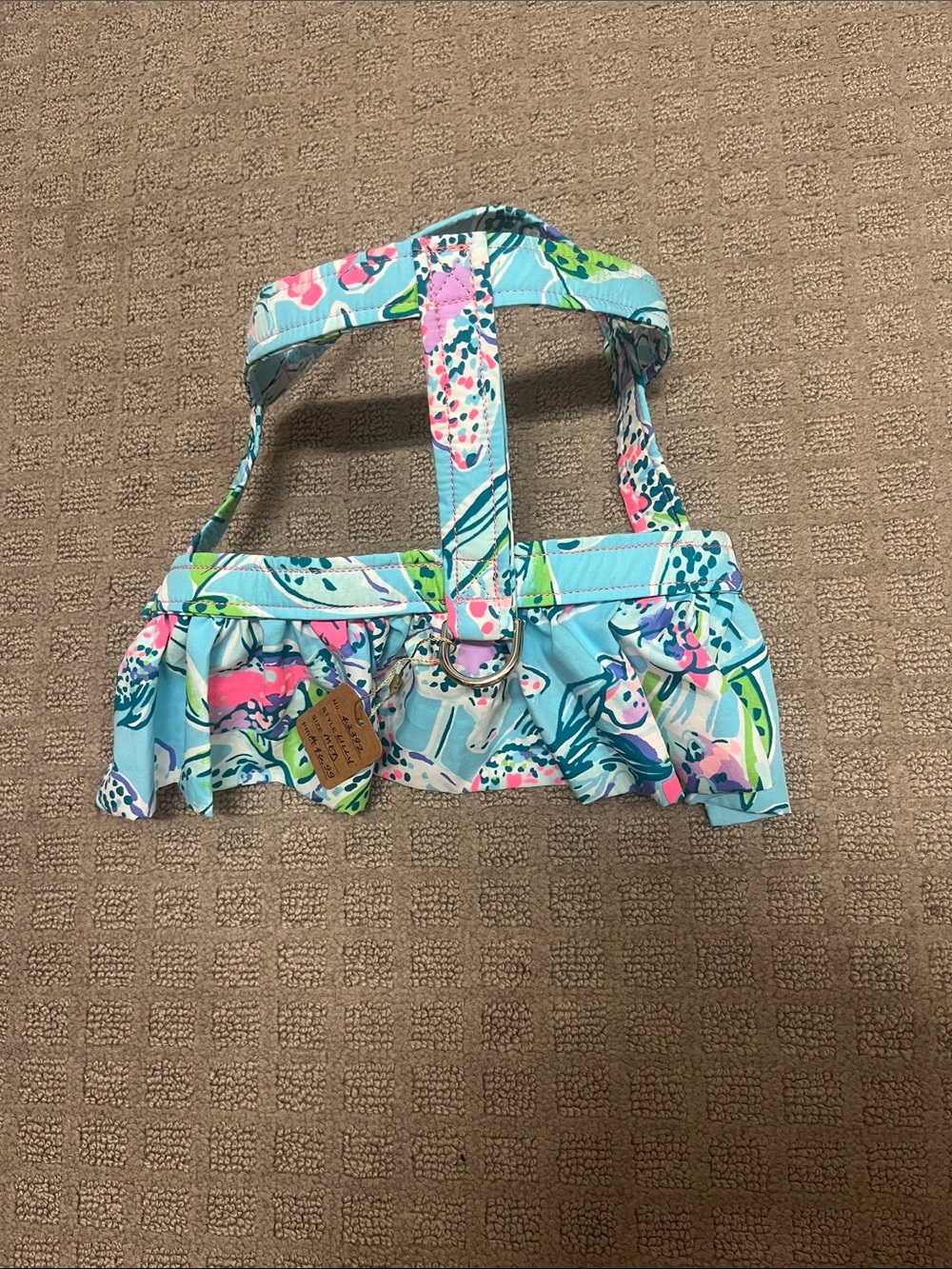 Lilly Pulitzer Aqua Floral Ruffle Dog Harness